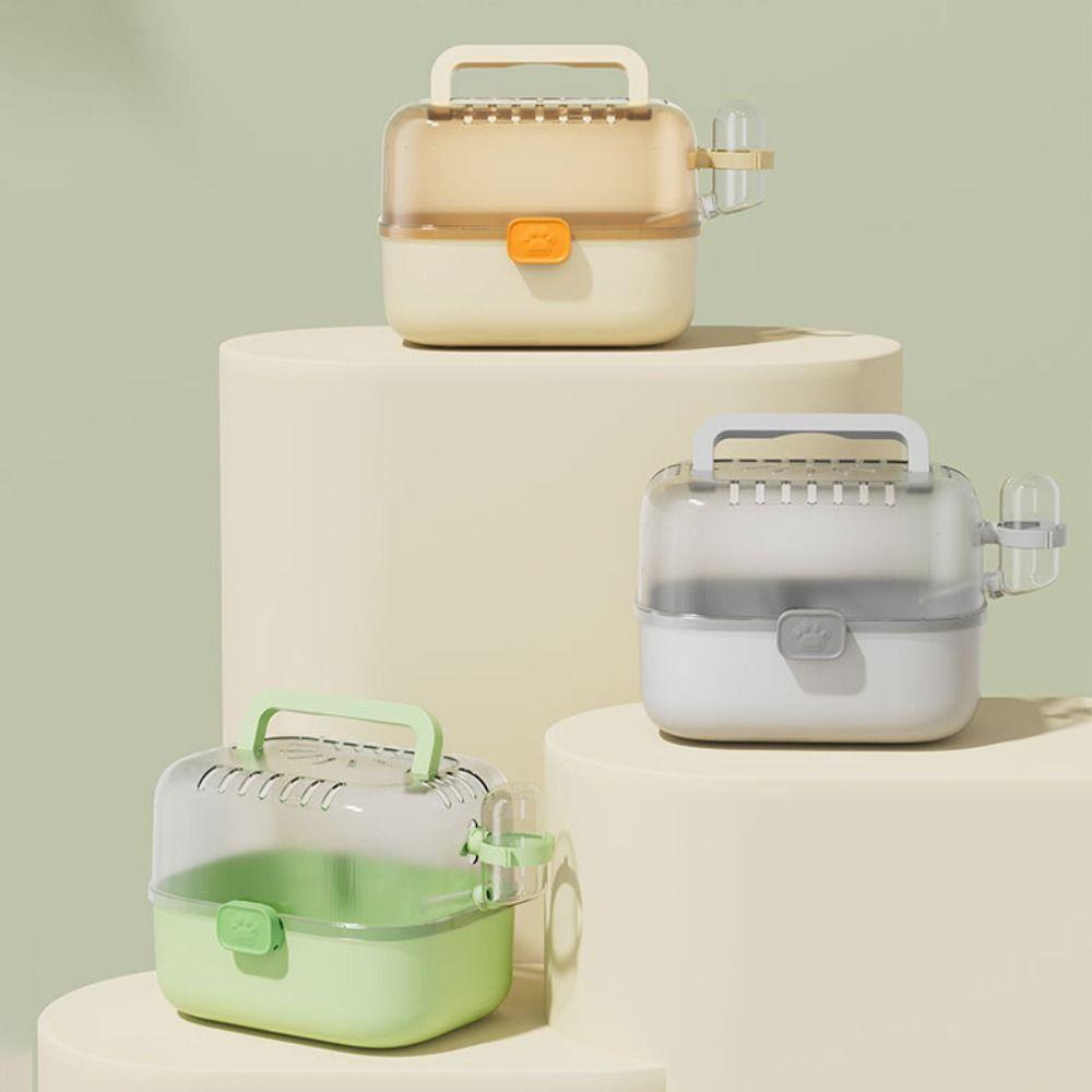 Escape-Proof Hamster Travel Carrier Ventilated Guinea Pig Handheld Case Small Pet Cage  Vet Visits