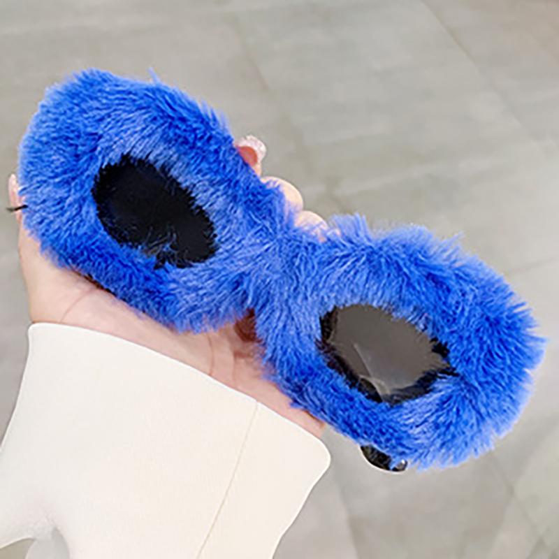 Soft Full Woollen Punk Sunglasses Women For Men Trend Fur Velvet Pink Sun Glasses Sexy Lady Luxury Brand Designer Eyeglasses