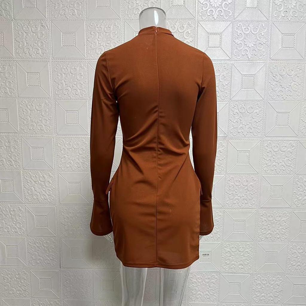 2024 Elegant Slim Fit Long Sleeve Hip Wrap Dress - Sexy and Stylish for Spring & Autumn