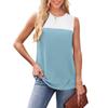 Women's Summer New Round Neck Color Blocked Sleeveless Top Short Sleeved Comfortable Vest