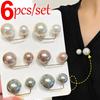 6Pcs Adjustable Pearl Brooch Clothing Accessories Retractable Button New Tighten Waist Button  Women