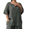2025 Stylish Women's Solid Color Two-Piece Set: Loose Top & High Waist Shorts