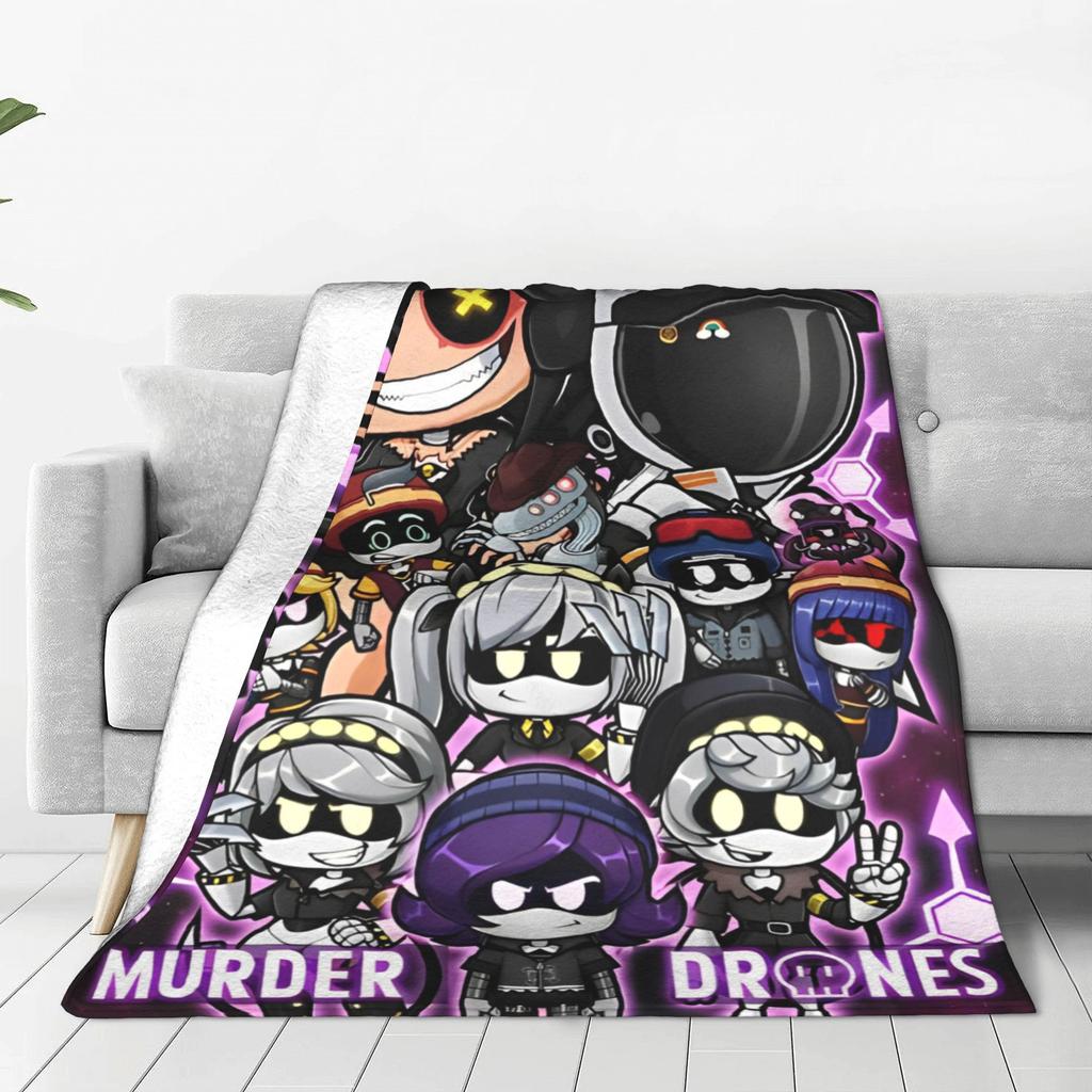 Chibis Murder Drones Knitted Blankets UZI Cartoon Flannel Throw Blankets Bedroom Sofa Decoration Soft Warm Portable Rug Piece