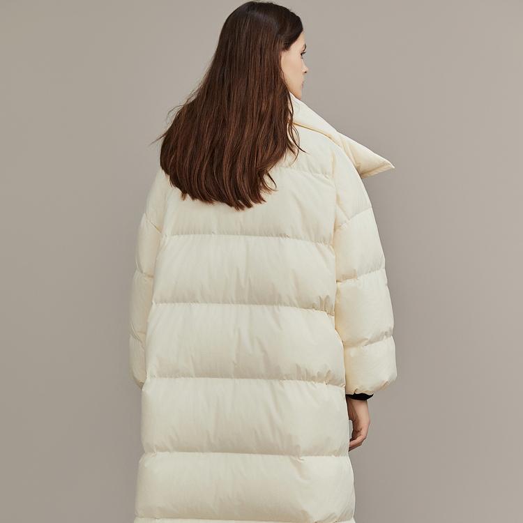 Elle 90 White Duck Down Long Down Jacket Winter Coat Lapel Thick Warm Elegant Outerwear Women outerwear EY36425