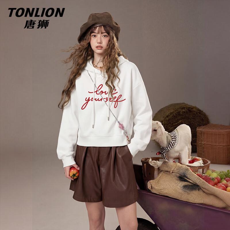 TonLion Women s Hooded Letter Print Sweatshirt S
