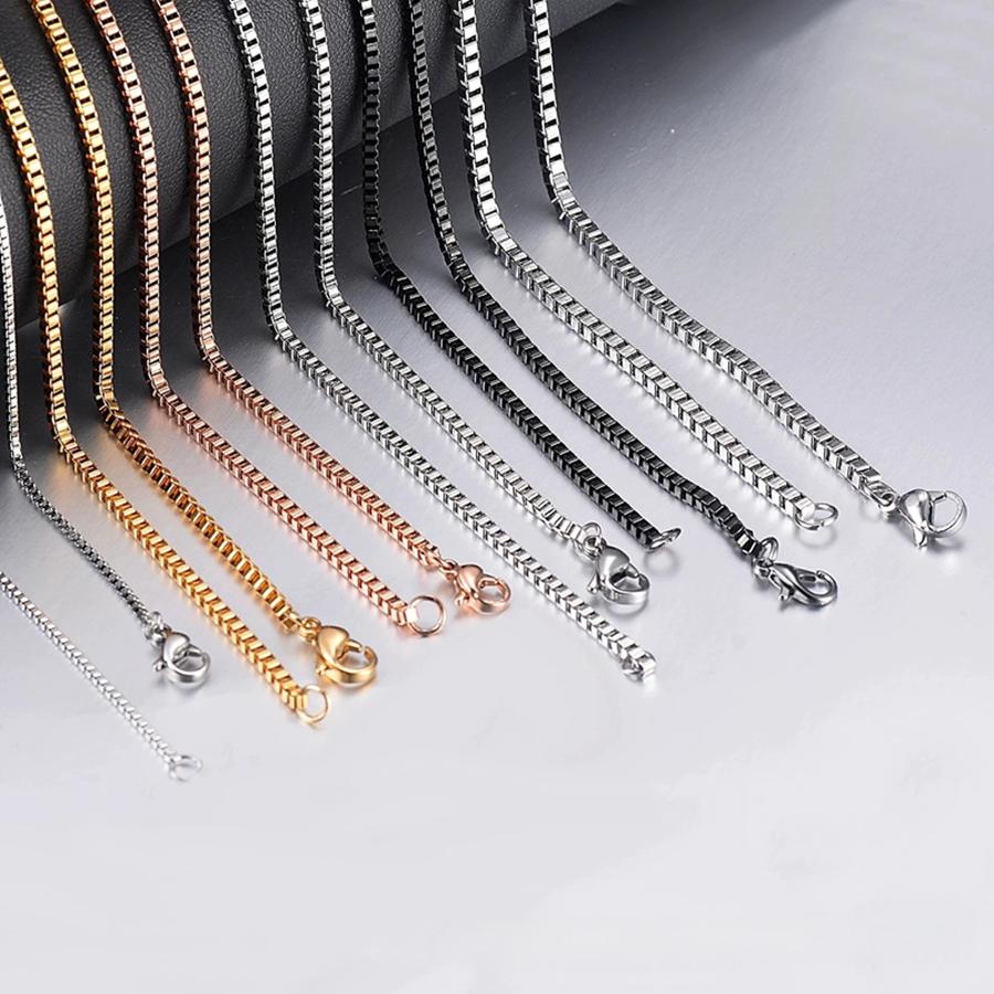10 pieces width 1.5mm/2mm/2.4mm/3mm stainless steel box chain necklace DIY men's and women's jewelry making