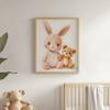 Plakat Uroczy Króliczek I Miś Plakat Uroczy Króliczek I Miś, 30X40 Cm, Rama Drewniana Biała, Papier Matowy 230 Gsm