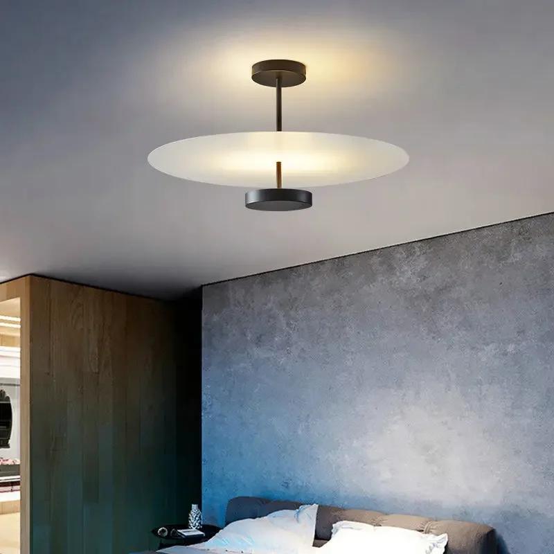 Modern design LED ceiling Chandelier circular acrylic black bedroom pendant light track bar home decoration lighting fixture