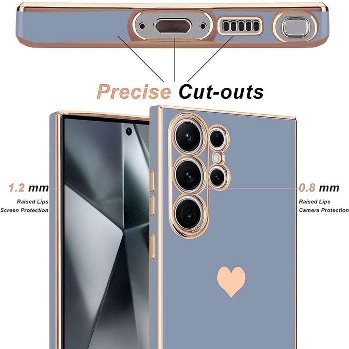 Coque Silicone - BOOLING - pour Samsung Galaxy S26 Ultra - Anti-Rayure Motif Cœur - 2 Vitres - Bleu