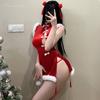 Xianyi Erotic Underwear Pure Desire Christmas Uniform Sexy Passion Free Breast Cheongsam New Year's Robe Set S5