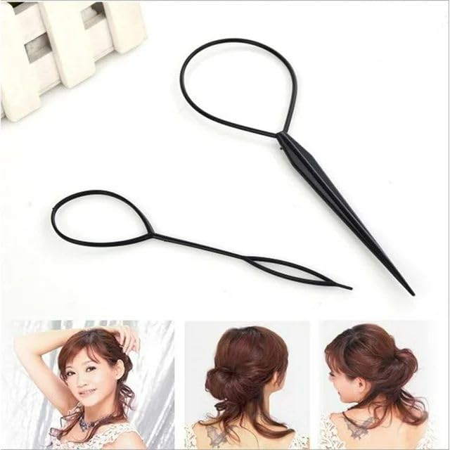Premium Quality 2-Piece Women Girls Topsy Tail Hair Braid Ponytail Maker Easy Styling Tool Hair Extension Wig Accessory