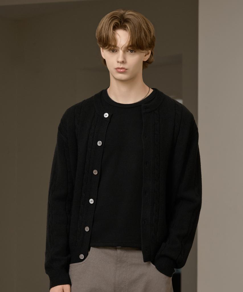 Hyoji Fw Washable Cable Round Crop Knit Cardigan (3 Colors)