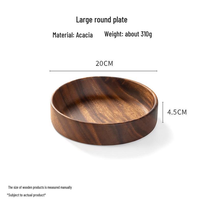 Solid Walnut Wooden Fruit & Salad Bowl - Round Plate for Dining & Household Use