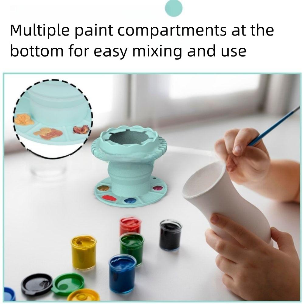Foldable Painting Brush Washer with Hanging Hole Suction Cup Bottom Silicone Paint Cleaner Box Palette Trays Pen Holder