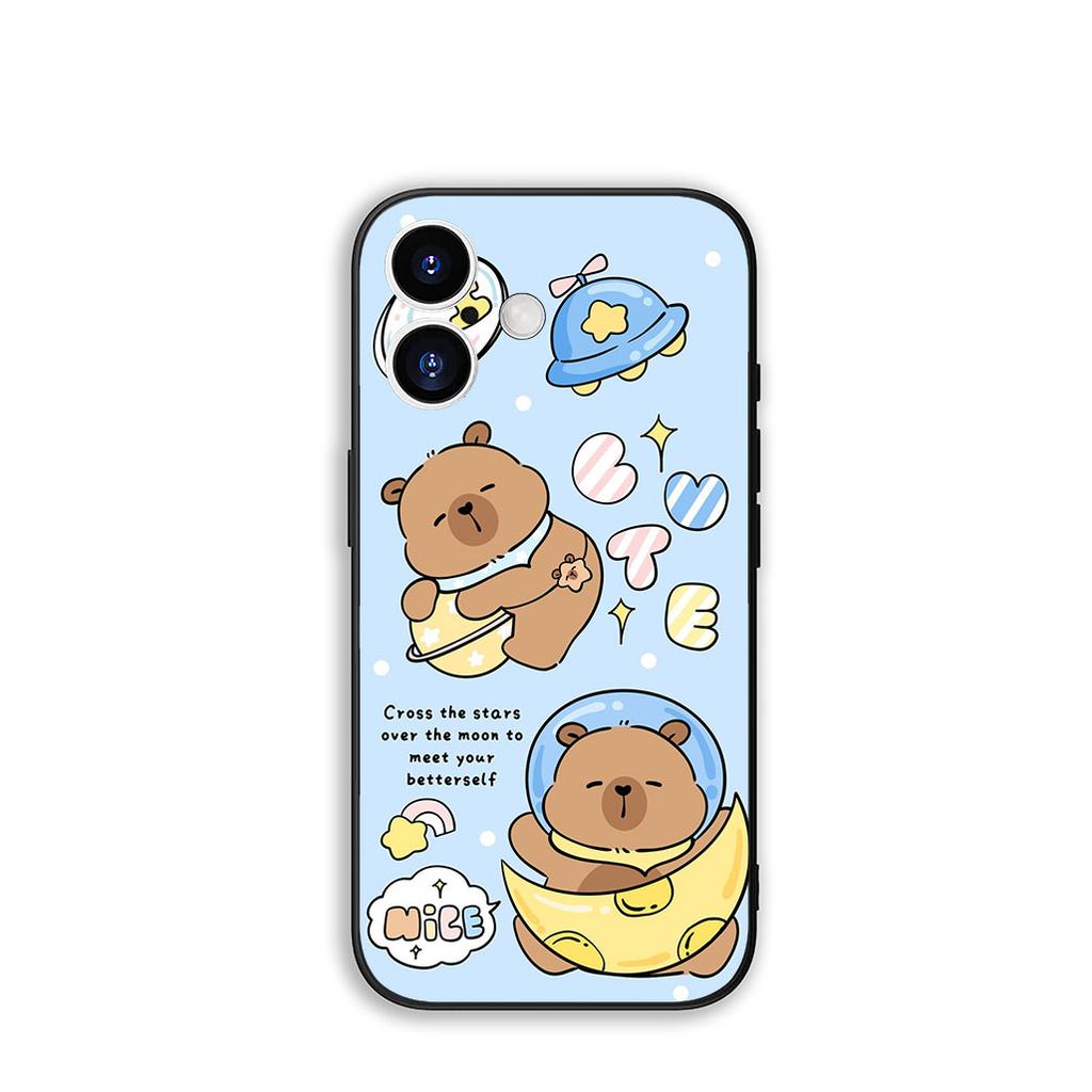 Cartoon Capybara CutePhone Cover Case for Apple iPhone 16 15 14 Plus 13 12 Mini 17 Pro Max + ProMax 16E Air 16+ Casing