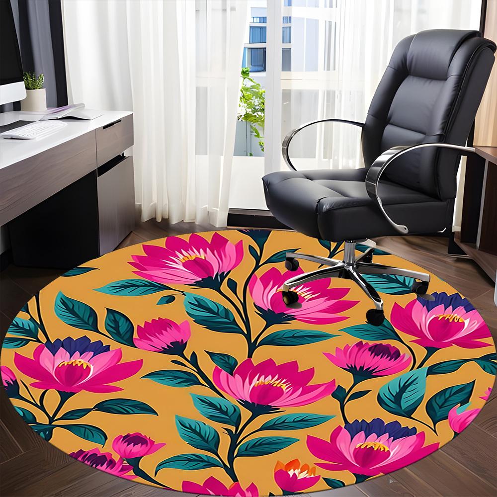 1PC Floral Pattern Chair Carpet for Office, Indoor Non-Slip Washable Carpet, Soft Comfortable Mat For Office Room yy250930148