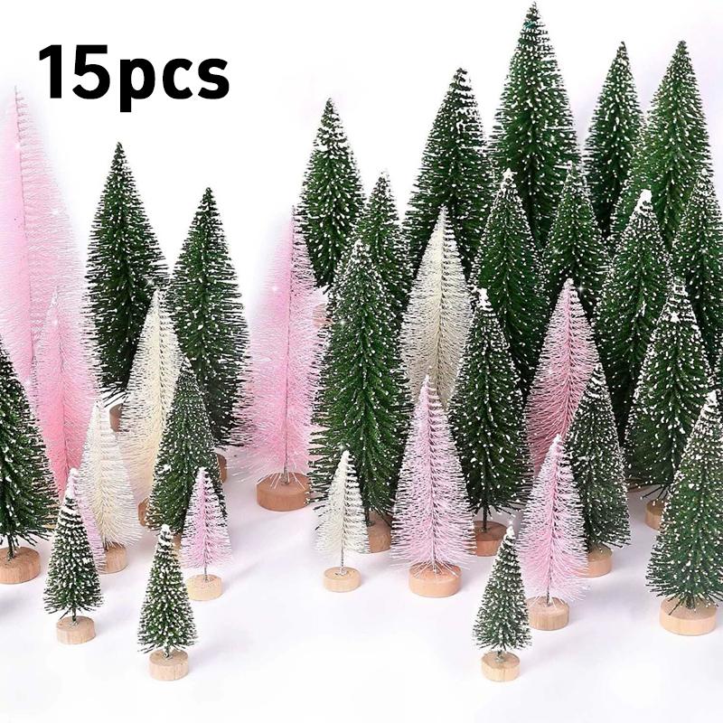 8/12pcs Mini Wooden Christmas Trees Artificial Christmas Tree For Xmas Tabletop Ornaments Christmas Decorations 2025 Navidad