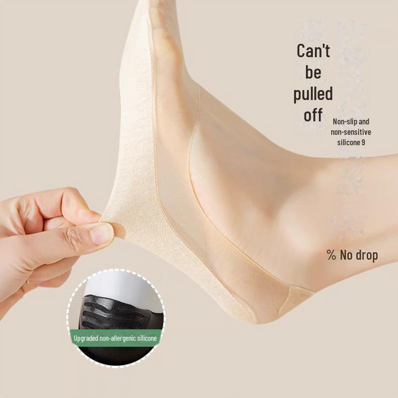 Women's Ultra-Thin Non-Slip Summer Boat Socks: Pure Cotton, Shallow, Heel-Secure, High Heel Compatible