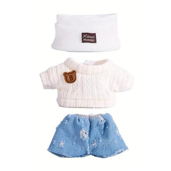 17cm Doll Clothes 3-Piece Hat Sweater Pants Sets Handmade Baby Doll Outfits Stylish Adorable Accessories for Doll Collectors