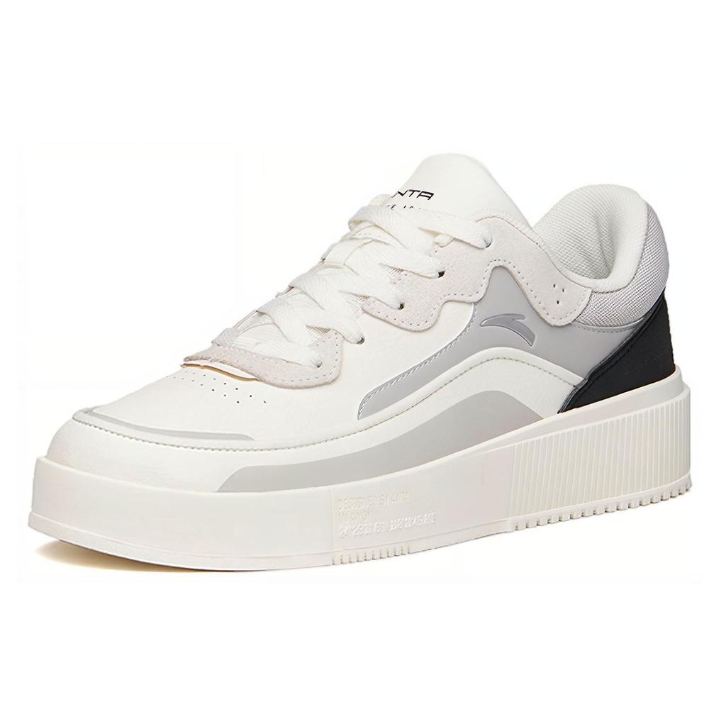Anta Casual Comfortable Slip Resistant Waterproof Shock Absorbing Wear Resistant Low Top Sneakers Men sneakers Ivory Gray Black 912148031-2