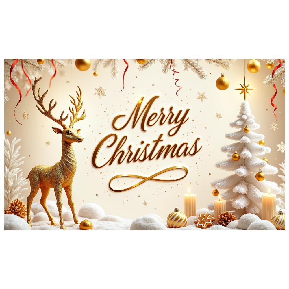Seasonal Banner Candles Display Festive Decoration Holiday Banner Snow Effect Reindeer Decoration For Holiday Event Seasonal