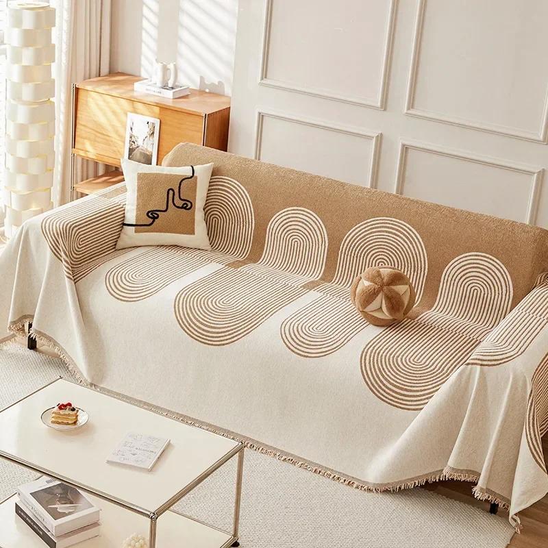 Nordic Tassel Throw Blanket Single Full Four Season Cotton Sofa Cover Dust Anti-cat Scratch Protection Cover Sofa Blanket Carpet