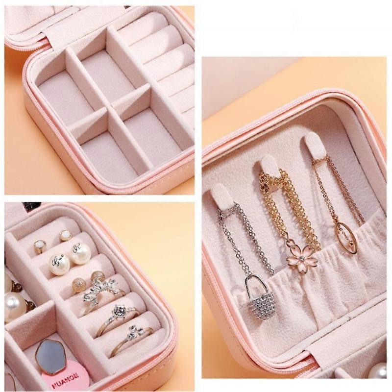 Portable Mini Jewelry Organizer Box, Small Travel Square Jewelry Display Box, PU Leather Earring Ring Necklace Case