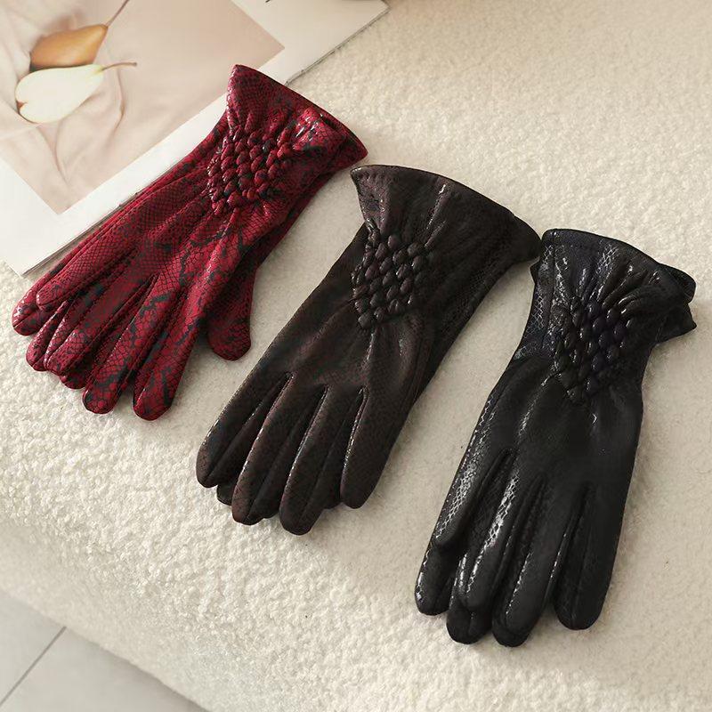 

Cold and warm touch screen gloves winter One size коричневий