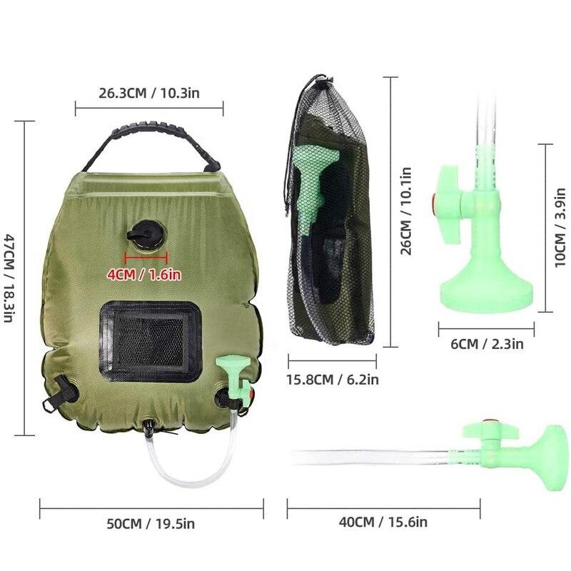 Outdoor Solar Water Bag Shower Bag Camping Shower Water Storage Bag Portable Shower Bag 20L Shower Water Bag