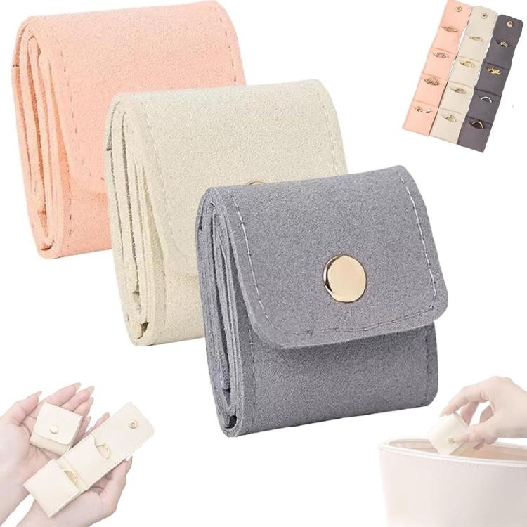 Set aus 3 stilvollen Schmuckaufbewahrungsbeuteln PU-Leder Miniatur-Organizer für Ringe Ohrringe Reise-Essential