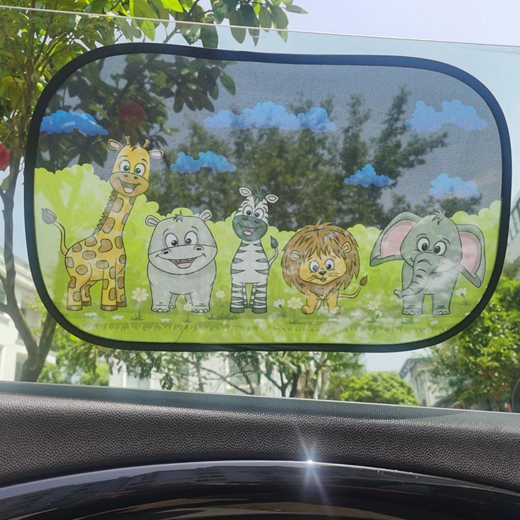 Car Sun Shade Cartoon Animal Static Cling Window Shade Reusable Glare Blocker Shield Protection Windshield Covers For Driving