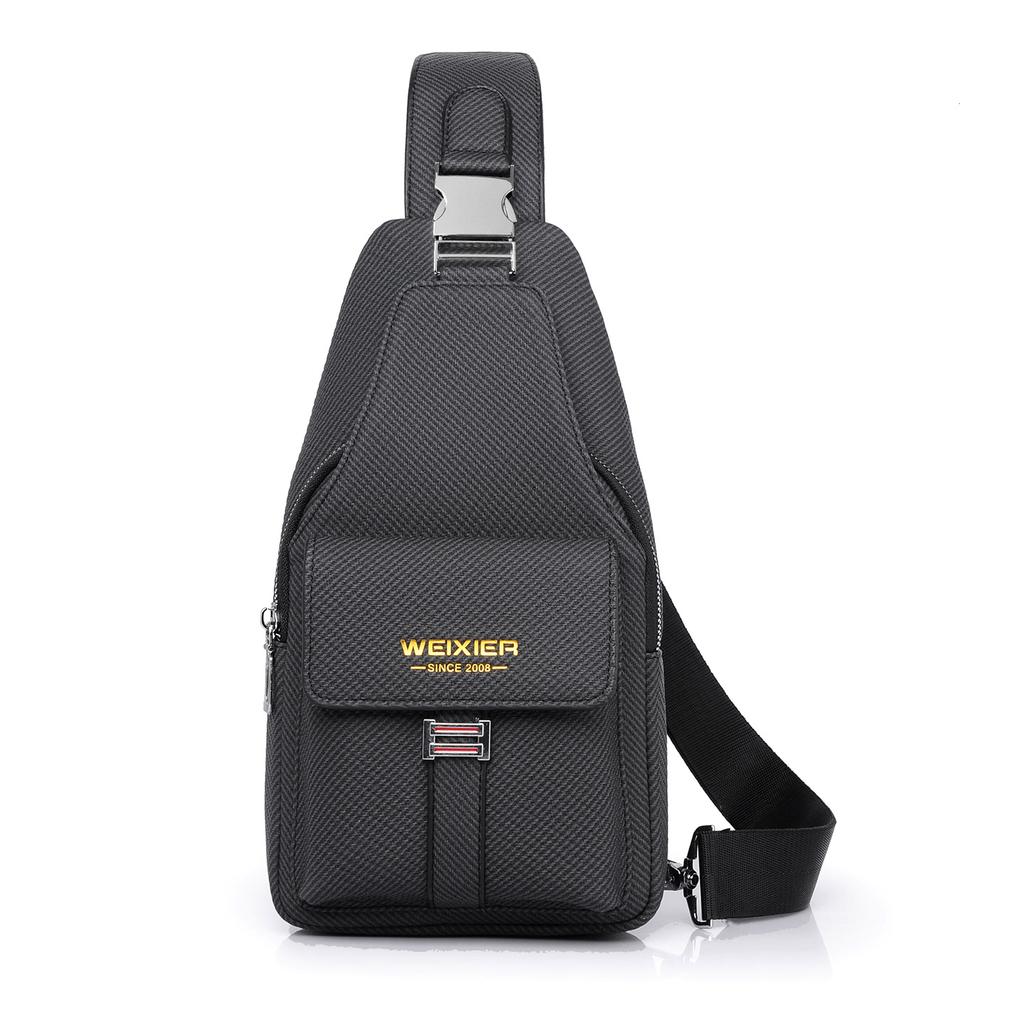 New Multi-Functional Men's Chest Bag PU Leather Crossbody Bag, Large Capacity Shoulder Bag,for Phone, Power Bank & Keys