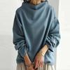 Women Loose Mock Neck Pullover Sweatshirt Solid Color Casual Style