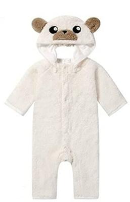 Babymode Strampler Flauschiger Frottee Bär Overall 785002 Größe 70 Off-White