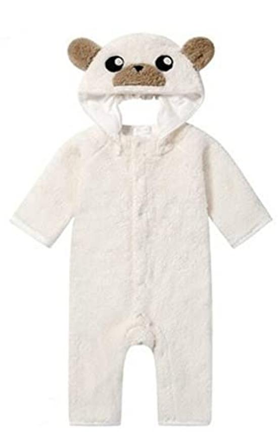 Baby Fashion Romper Fluffy Towel Fleece Bear Coverall 785002 Size 70 Off-White