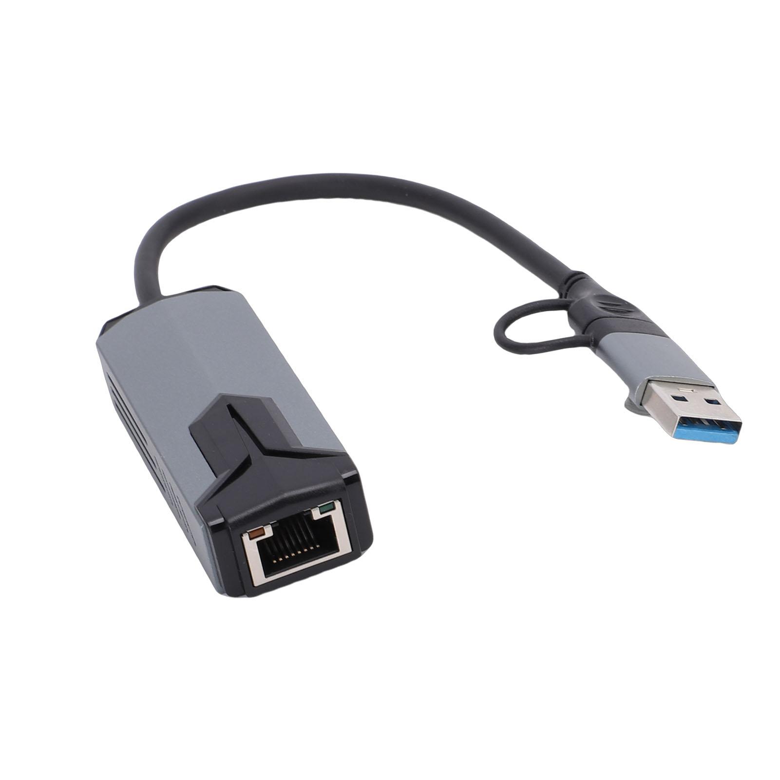 

5G USB 3.0 Ethernet Adapter 5000Mbps High Speed 2 in 1 USB A Type C to RJ45 LAN Adapter for PC Laptop