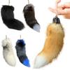 Huge Fluffy Faux Fur Fox Tail Keychain Therian Tail Fox Tail Keychain Fur Pendant Key Chain Gift for Women Girl Cute Animal Tail