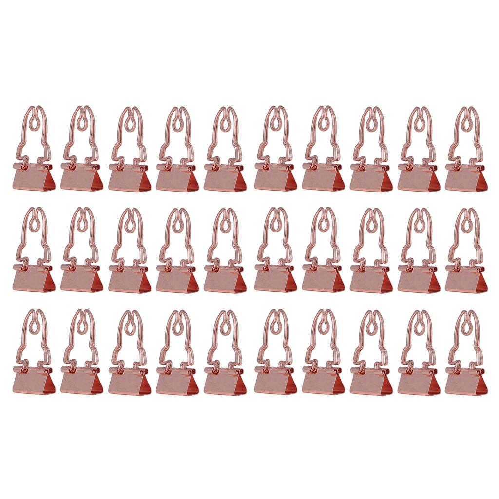 30 Pcs Binder Clips Cute Rose Gold Horn Pattern Handle Metal Small Binder Clips Office File Clips With Storage Box