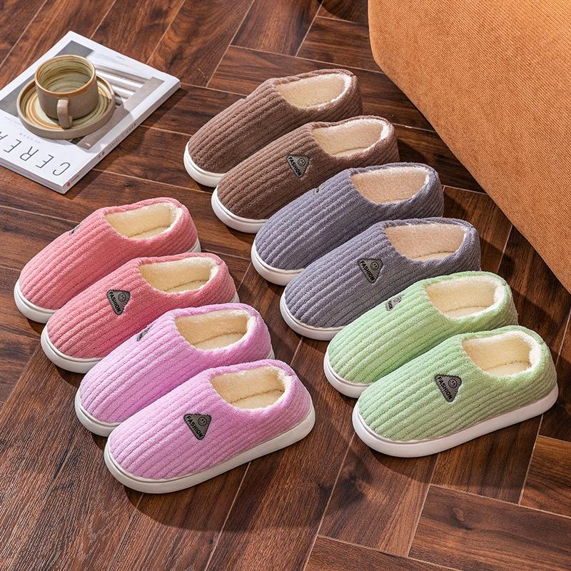 Cotton slippers women's winter home indoor home home warm non-slip thick bottom couple new wool slippers men's autumn and winter