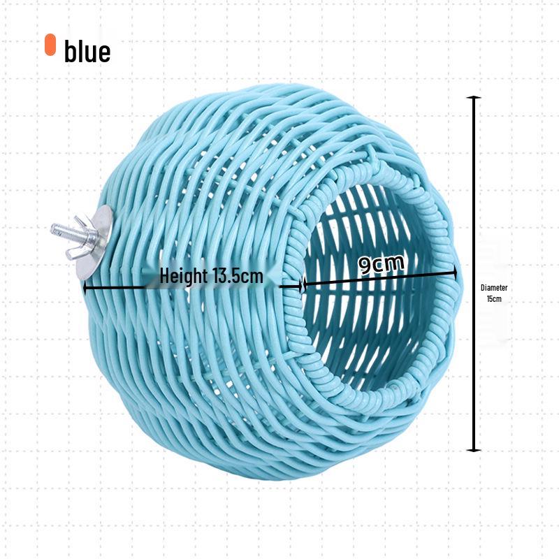 Hanging Rattan Bird & Squirrel Nest with Plastic Cage - Cozy Sleep Spot for Small Pets