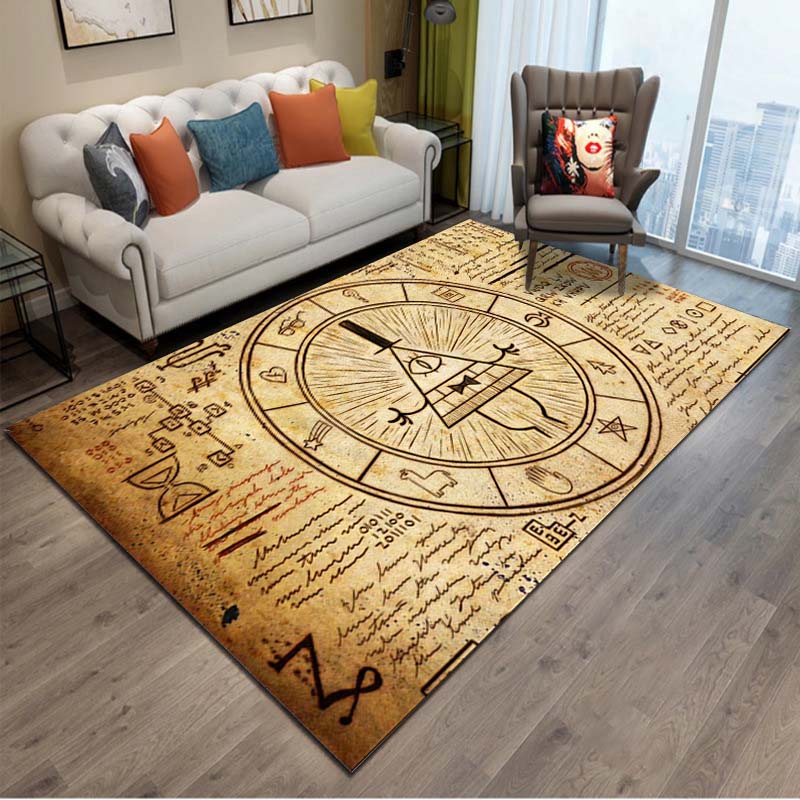 Gravity-Falls Cartoon Pattern Room Carpet Rug for Home Living Room Bedroom Sofa Decor Kids Play Area Rug Non-slip Floor Mat Gift
