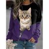 Kawaii Animal Cute Cat Floral 3D Print Sweatshirts Women Streetwear Oversized Pullovers Tops Woman Clothing
