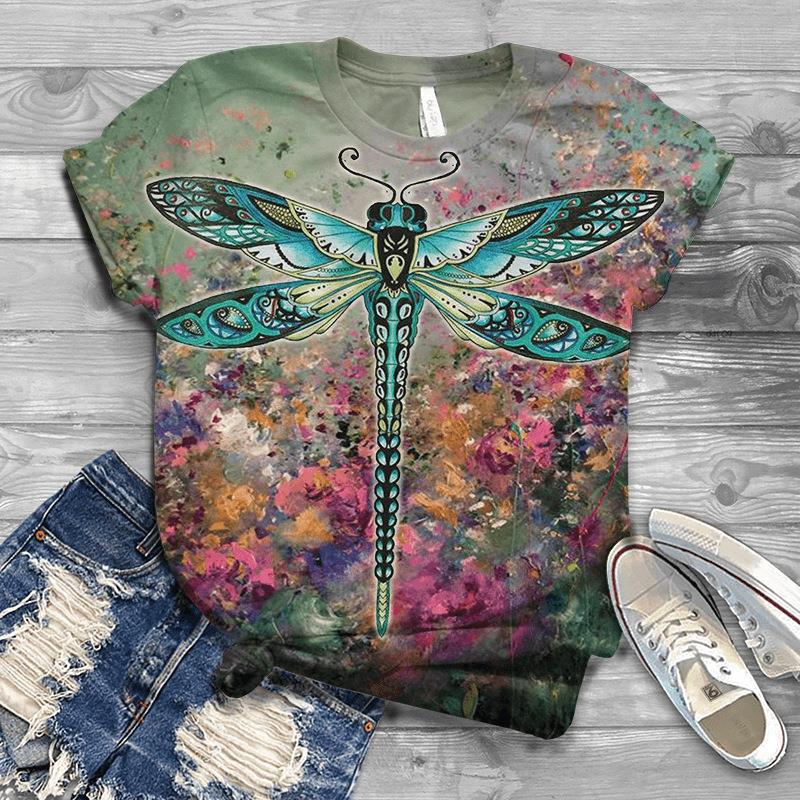 Dragonfly Trendy Men's Short Sleeved 3D T-shirt Style Casual 3D Men's T-shirt