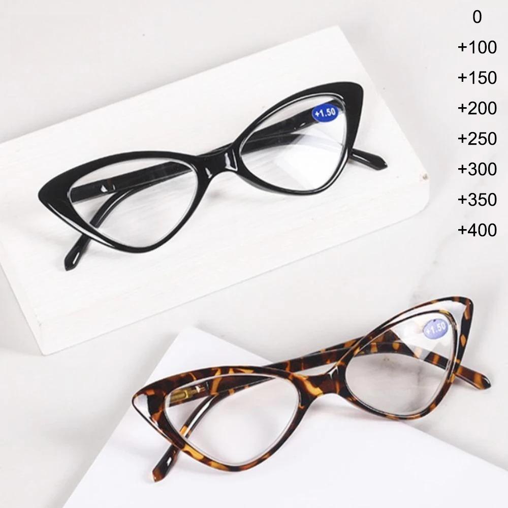 Women Cat Eye Reading Glasses Anti Blue Light Presbyopic Computer Glasses Vintage Clear Lens Black Leopard Frame Reading Glasses