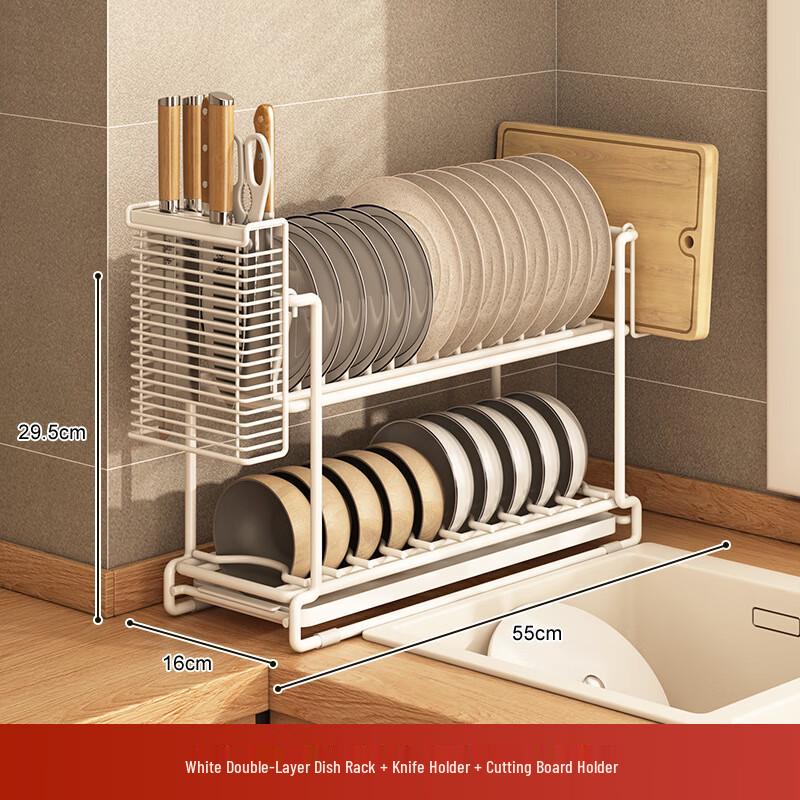 Lilang Kitchen Dish Drying Rack with Knife & Cutting Board Holder