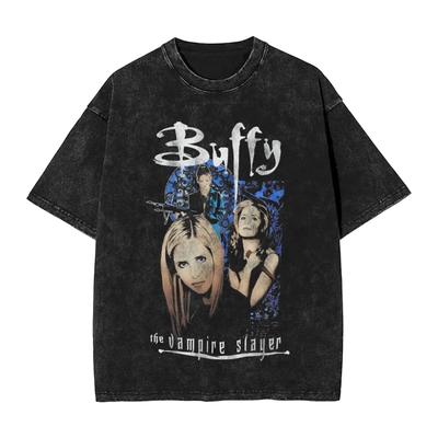 Buffy The Vampire Slayer Gewaschene Baumwoll-T-Shirts T-Shirts Grafikdruck Unisex