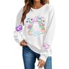 Women's Long Sleeve Halloween Print Neck Sweatshirt Top for Fall Festive Wear