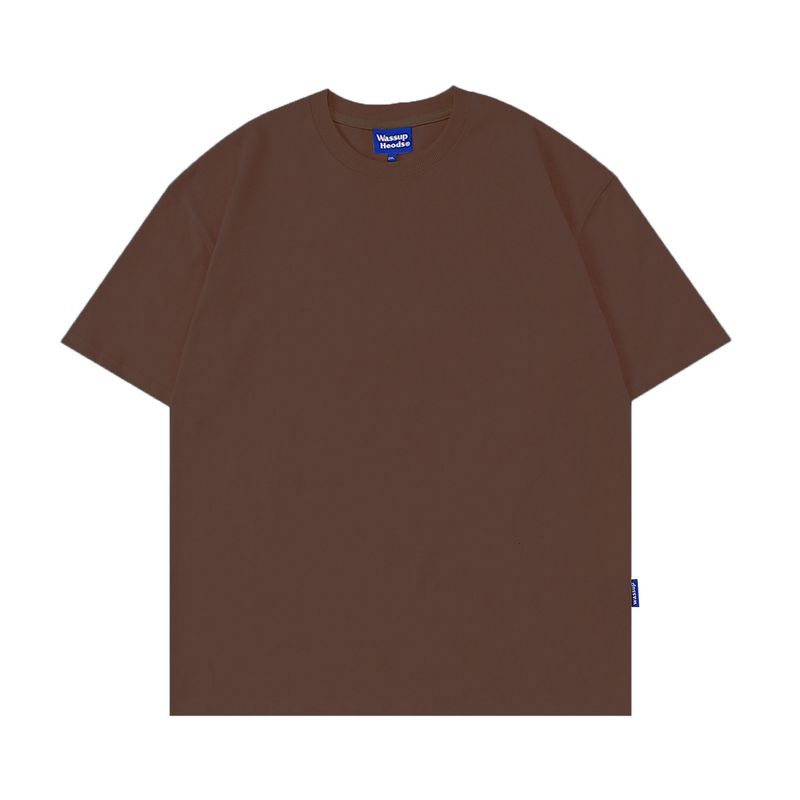 Wassup Heods 280g Heavy Cotton Basic Short-Sleeve T-Shirt for Men, American High Street Style Half-Sleeve Base Tee, Trendy