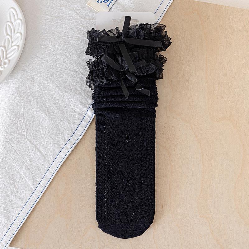 Neue Koreanische Stil Mädchen Sonnenblumen Spitze Schleife Mittelhohe Socken