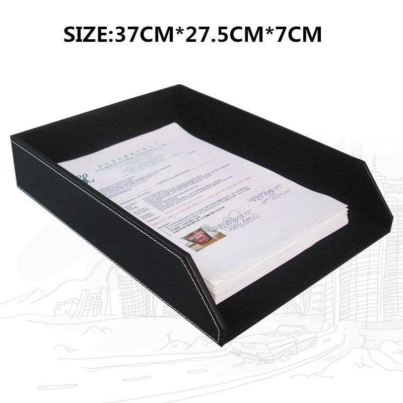 Leather A4 Paper Tray File Tray File Box Business Document Box Office Supplies